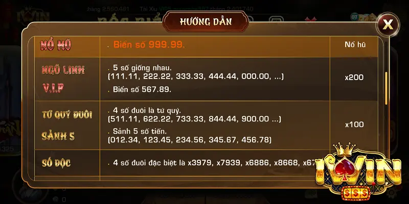 Luật chơi cơ bản của Bốc Biển Số iWin