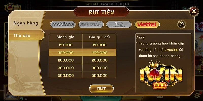 Rút tiền qua thẻ cào điện thoại